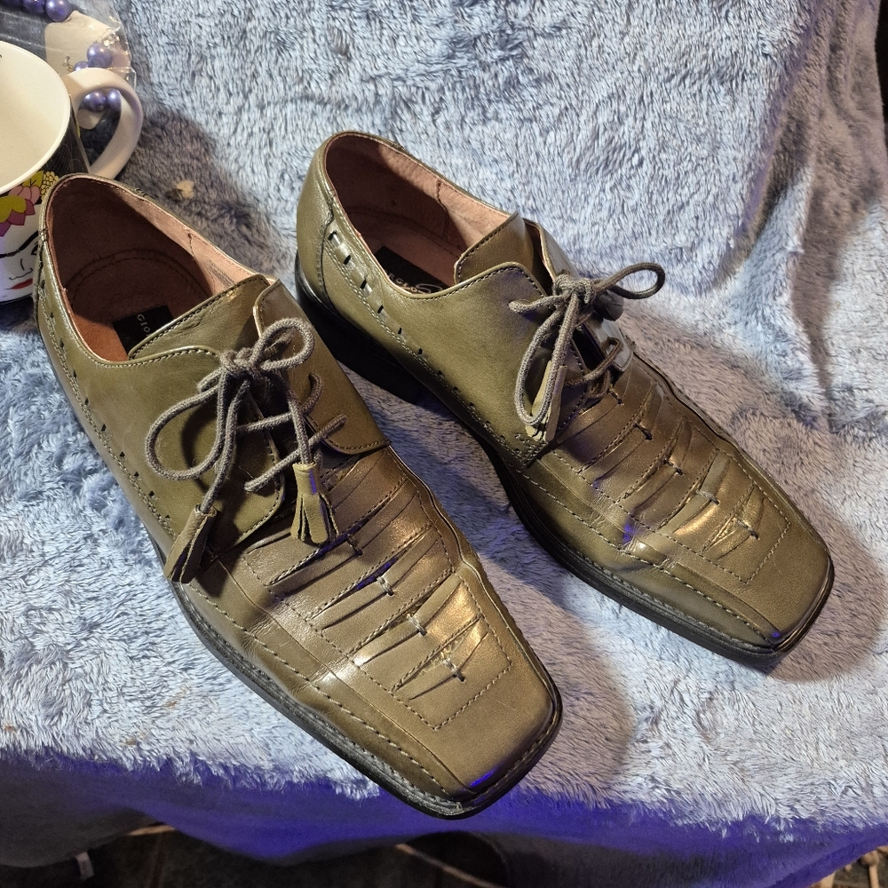 💥Rare💥 Giorgio Brutini Green Genuine Snakeskin & Leather Oxfords Made In Italy
